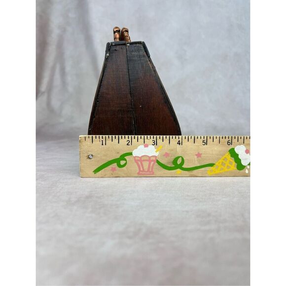 Vintage Wooden and Metal Purse Mod 1960s 1970s Handbag - Picture 5 of 8